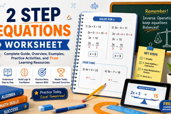 2 Step Equations Worksheet: Complete Guide, Overview, Examples, Practice Activities, Free Learning Resources, And More Info