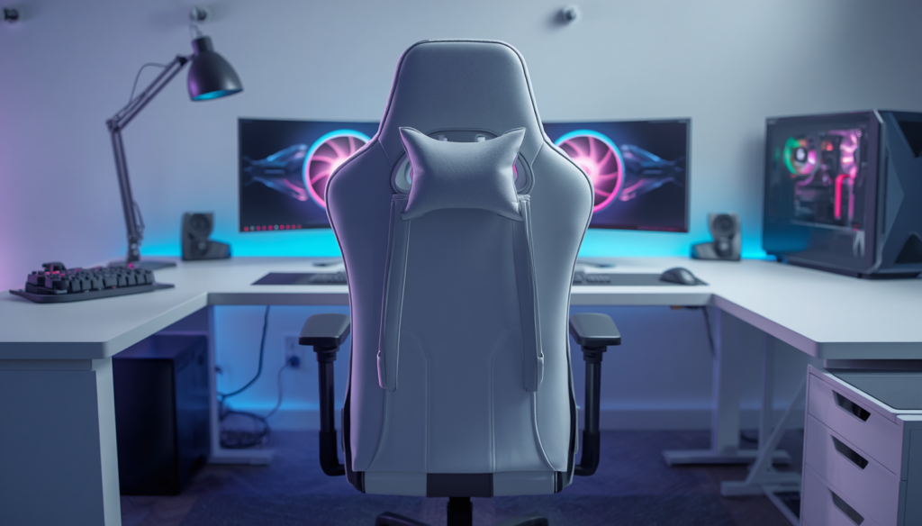 Side profile of a white racing-style seat