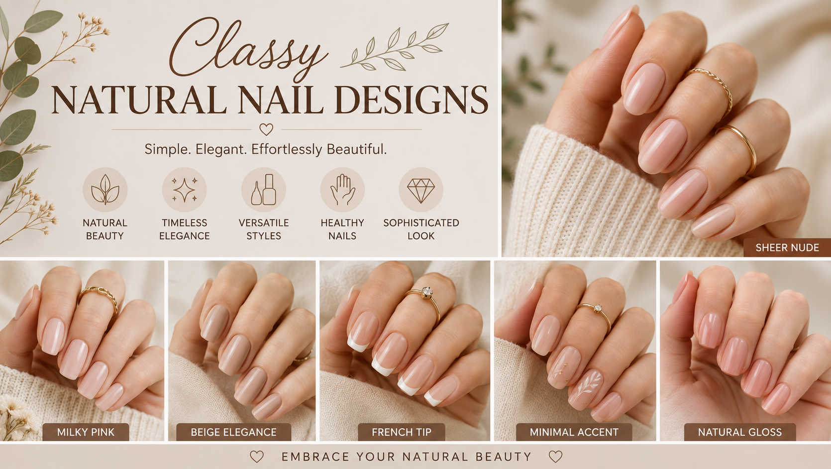 Classy Natural Nail Designs