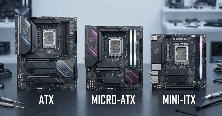 Motherboard installed inside a desktop PC case